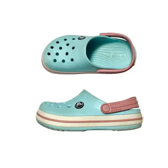 NWT Crocs Crocband Slip-on Shoes NEW Crocs Crocband logo Stripe Shoes Blue kids Size C8 NWT  main image 2